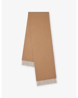 Mulberry Branded Fringed Wool Scarf - Brown