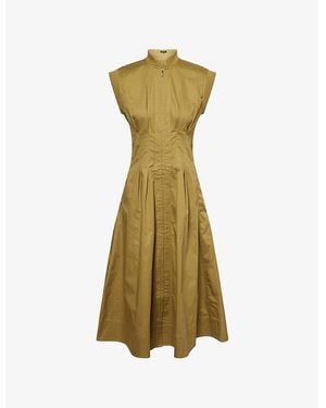 ME+EM Sporty Knit Trim-Detail Cotton Midi Dress - Green