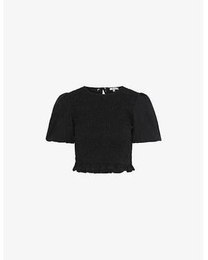 OMNES Nicolla Shirred Cotton Top - Black