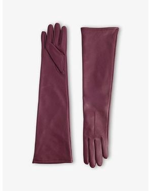 Dents Mia Long Leather Gloves - Purple