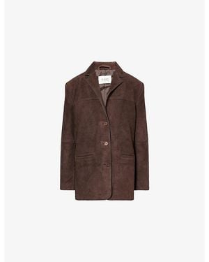 Dissh Hendrix Camp-Collar Suede Jacket - Brown
