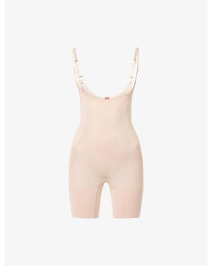 Spanx Sculpt Oncore Open-Bust Mid-Thigh Bodysuit - Natural