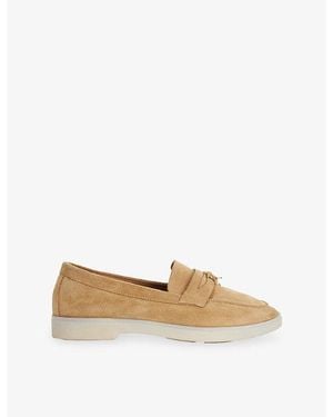 Dune Grinning Suede Loafers - Natural