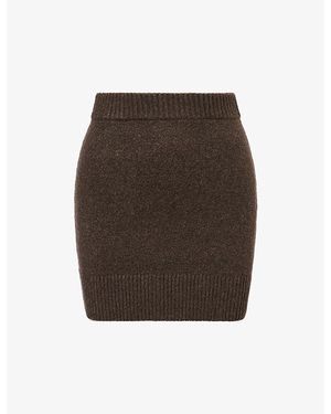 The Couture Club Emblem Embroidered Knitted Mini Skirt - Brown