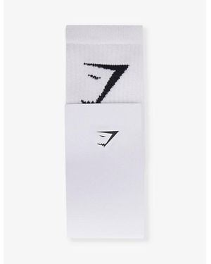 GYMSHARK Branding Pack Of Three Cotton-Blend Socks - White