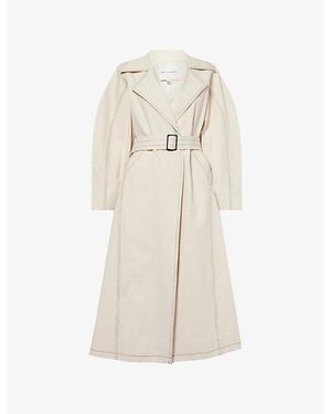 Mona Alshebil Curved-Sleeve Oversized Denim Trench Coat - Natural
