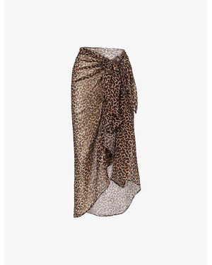 Away That Day Santorini Printed Woven Sarong - Brown