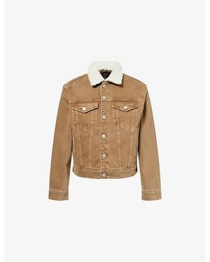 PAIGE Erickson Faux-Shearling Collar Denim Jacket - Natural