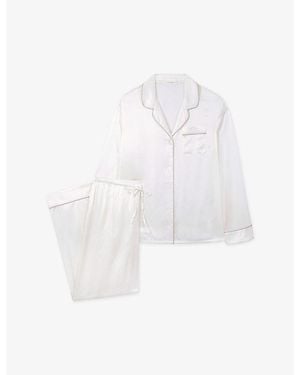 The White Company Piped-Trim Relaxed-Fit Silk Pyjama Set - White