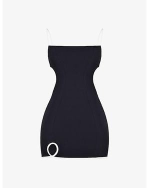 Mistress Rocks Contrast-Trim Cut-Out Stretch-Woven Mini Dress - Blue