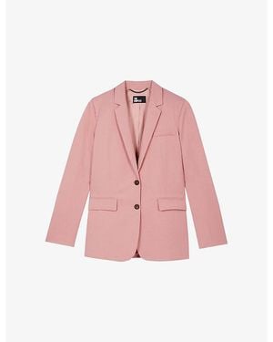 The Kooples Notch-Lapel Regular-Fit Lyocell, Linen And Cotton Blazer - Pink