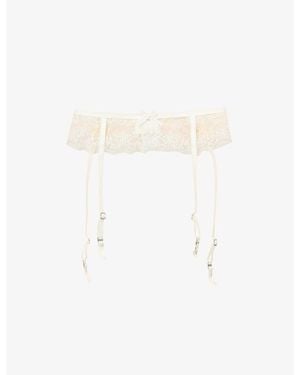 Agent Provocateur Lindie Floral Mesh Suspender Belt - White