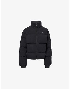 GYMSHARK Sherpa Logo-Print Padded Jacket - Black