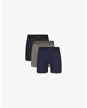 Skims Flex Pack Of Three Stretch-Jersey Boxer Briefs - Blue