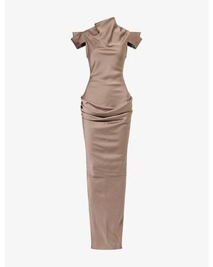 De La Vali Cosima Satin Maxi Dress - Natural