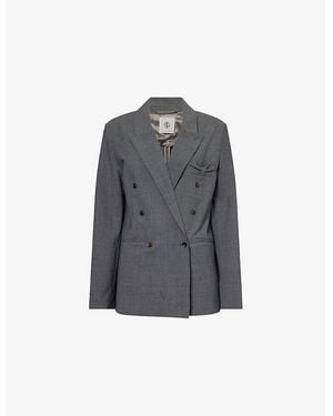 THE GARMENT Grand Peak-Lapels Stretch-Woven Blazer - Gray
