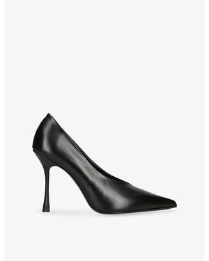 Jude Kiss Heeled Leather Courts - Black