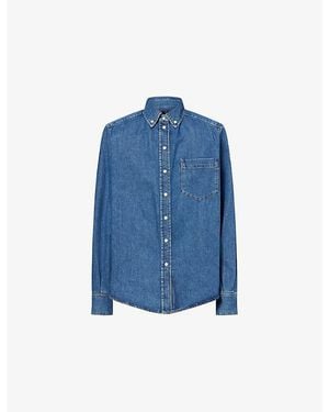 Mugler Boxy-Fit Padded-Shoulders Denim Shirt - Blue