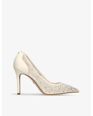 Sam Edelman Hazel Rhinestone-Embellished Mesh Courts - White