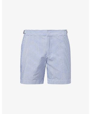 Orlebar Brown Bulldog Seersucker Stripe Mid-Length Swim Shorts - Blue