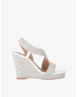 Carvela Kurt Geiger Gala Jewel Woven Heeled Wedges - White