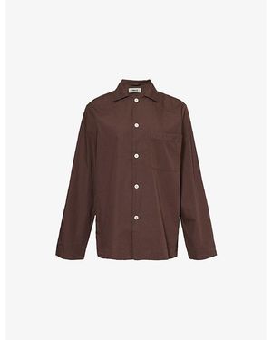 Tekla Patch-Pocket Cotton Poplin Pyjama Shirt - Brown