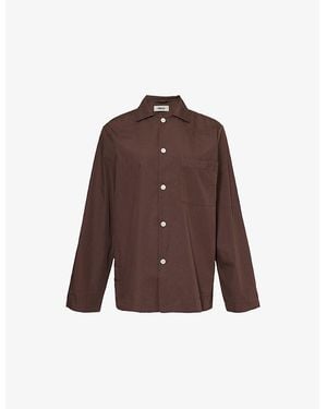 Tekla Patch-Pocket Cotton Poplin Pyjama Shirt - Brown