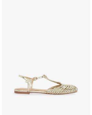 Dune Harmoni Flat Leather Sandals - Natural