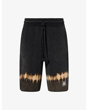 Amiri Ma Patch Tie-Dye Knitted Virgin-Wool Shorts - Black
