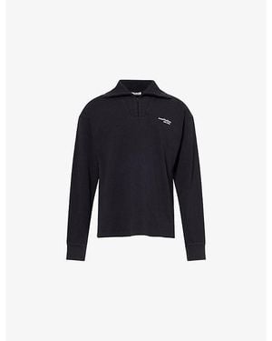 Acne Studios Logo-Embroidered Half-Zip Cotton Sweatshirt - Blue