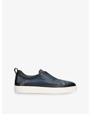 Santoni Victory Unlined Leather Trainers - Blue