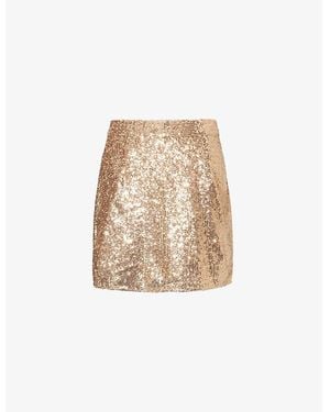 Aspiga Daria Sequin-Embellished Woven Mini Skirt - Natural