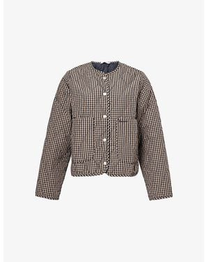Barbour Check Monroe Quilted Shell Jacket - Brown