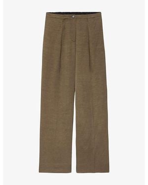 AllSaints Leonie Wide-Leg Mid-Rise Satin Trousers - Green