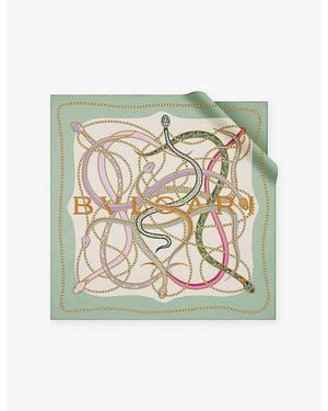 BVLGARI Serpenti 75 Silk-Twill Square Scarf - Green