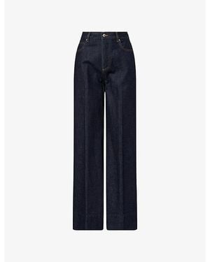 Bottega Veneta Pressed-Pleat Wide-Leg Denim Jeans - Blue