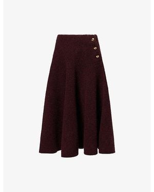 Bottega Veneta Bouclé Flared Knitted Midi Skirt - Purple