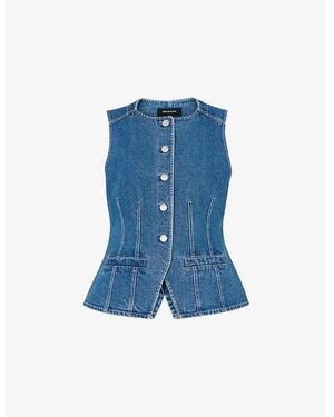 Whistles Round-Neck Slim-Fit Denim Waistcoat - Blue
