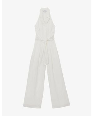 Reiss Taya Tie-Front Woven Jumpsuit - White