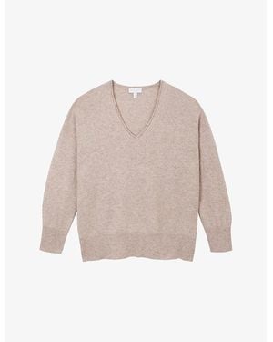 The White Company V-Neck Cashmere Sweater - Natural