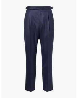 Umit Benan Pietro Relaxed Cotton-Silk Tailored Trousers - Blue