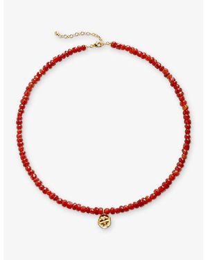 Monica Vinader Lucky Beaded 18Ct- Vermeil And Onyx Necklace - Red