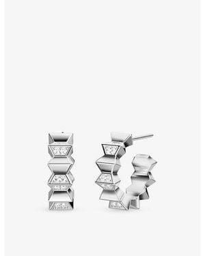 Apm Monaco Up And Down Rhodium Plated Alloy And Cubic Zirconia Earrings - White