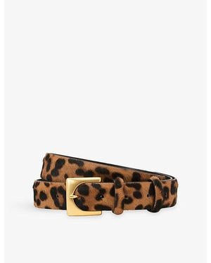 Reiss Belinda Leopard-Print Pony-Hair Belt - Brown