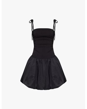 Amy Lynn Alexa Puffball Stretch-Woven Mini Dress - Black