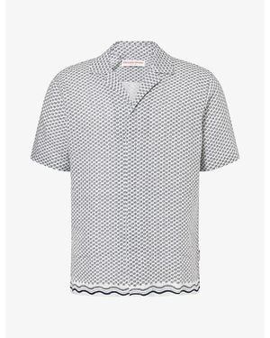 Orlebar Brown Maitan Ocra Printed Linen Shirt - Grey