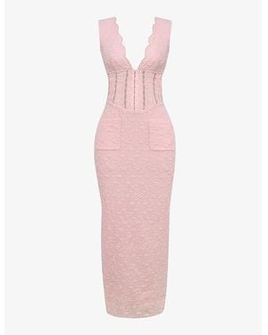 House Of Cb Sophina Broderie-Anglaise Woven Maxi Dress - Pink