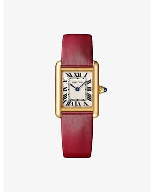 Cartier Tank Américaine Small 18Ct- And Leather Automatic Watch 29.5Mm - Red