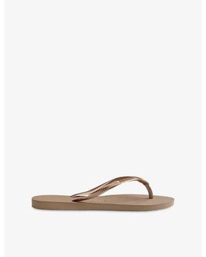 Havaianas Slim Crystal-Embellished Rubber Flip-Flops - Brown