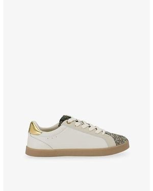 Kurt Geiger Britton Leather Trainers - Natural